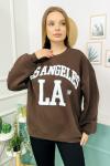 156409 Oversize Baskili Sardonlu Sweatshirt